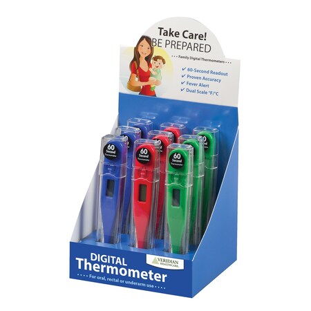 Veridian Healthcare 60-Second Thermometer 9 pc Digital Thermometer Display 08-302VC